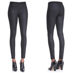 Eileen Fisher Women’s Black Coated Stretch Denim Leggings Pull On Pants Size L